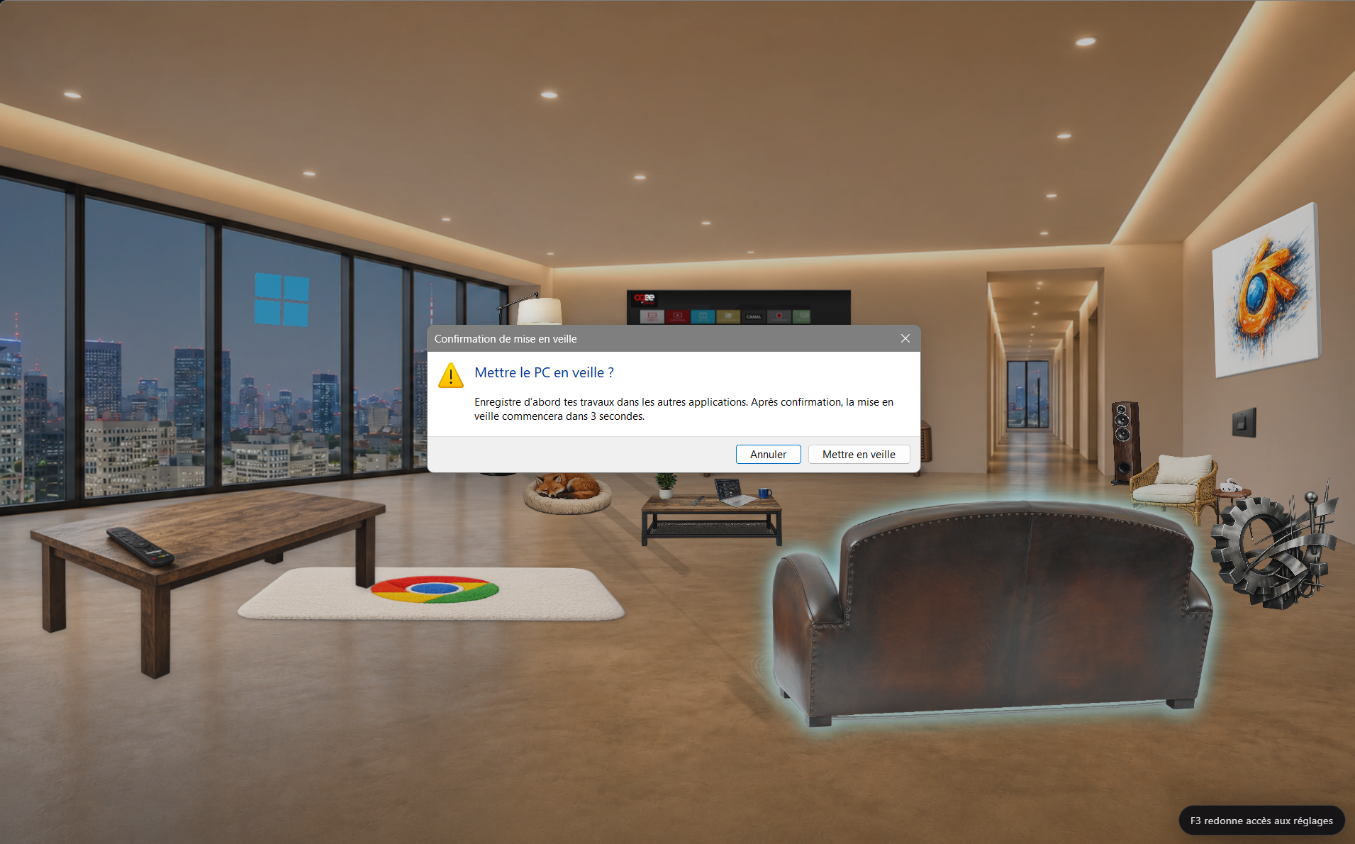 Interaction Windows déclenchée depuis Bureau 3D