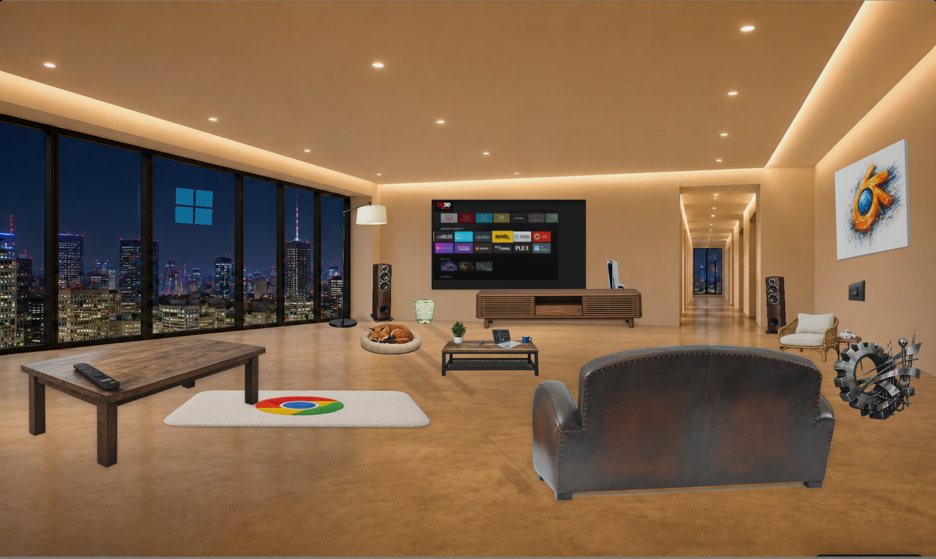 Bureau 3D dans une pièce personnalisée